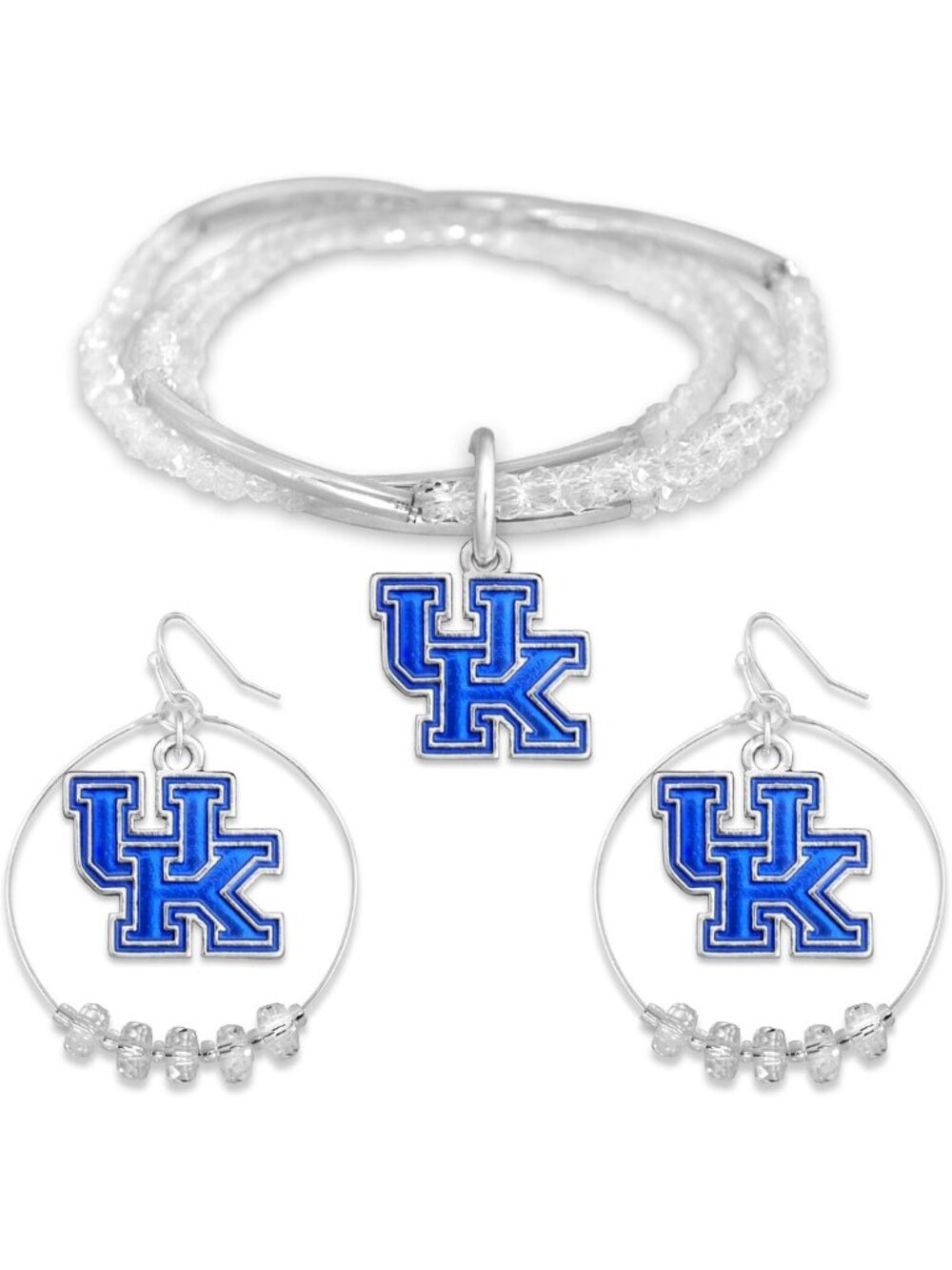 Elegant Silver Jewelry Set: Dazzling Bracelet & Chic Hoop Earrings